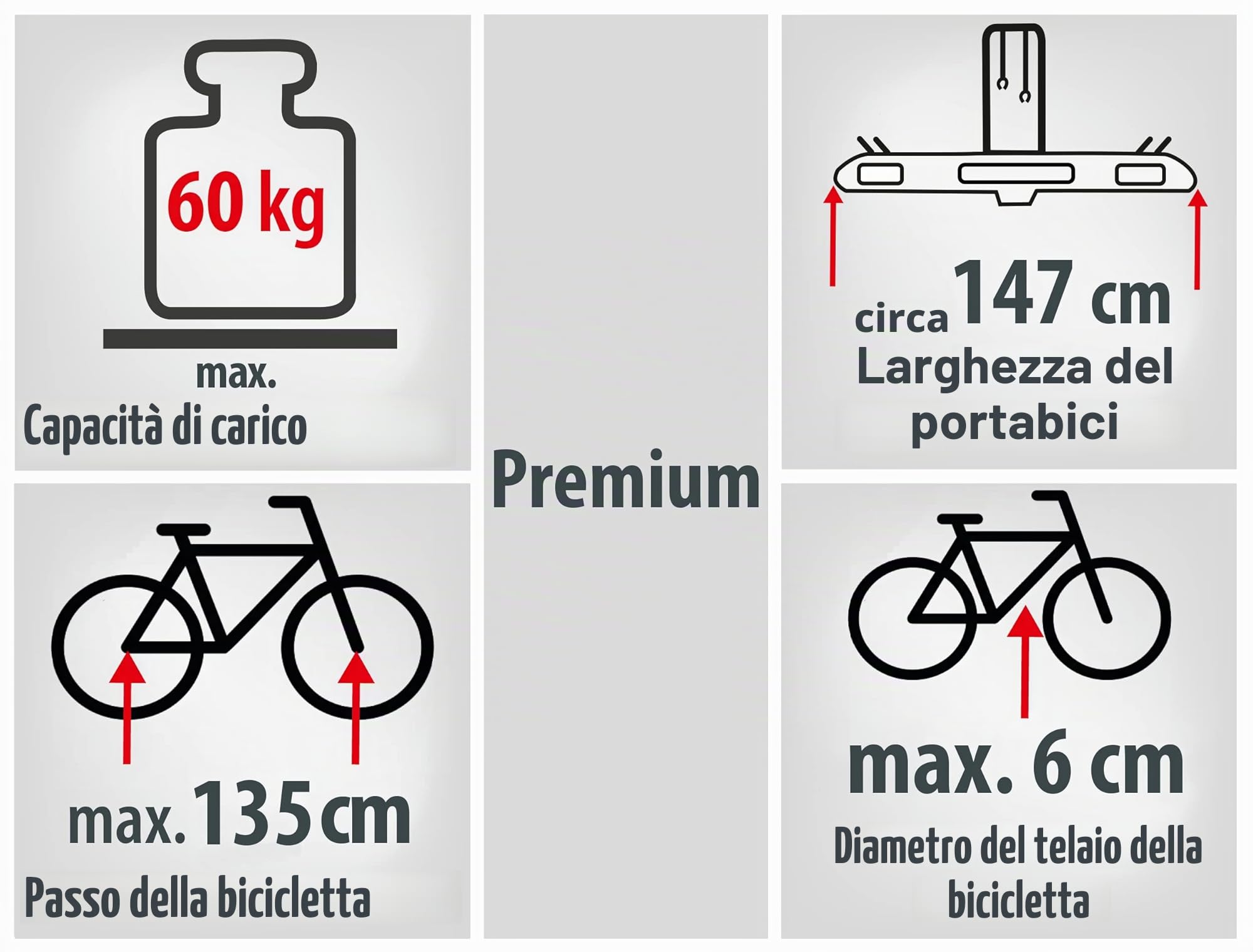 EUFAB 12011LAS Portabici gancio traino