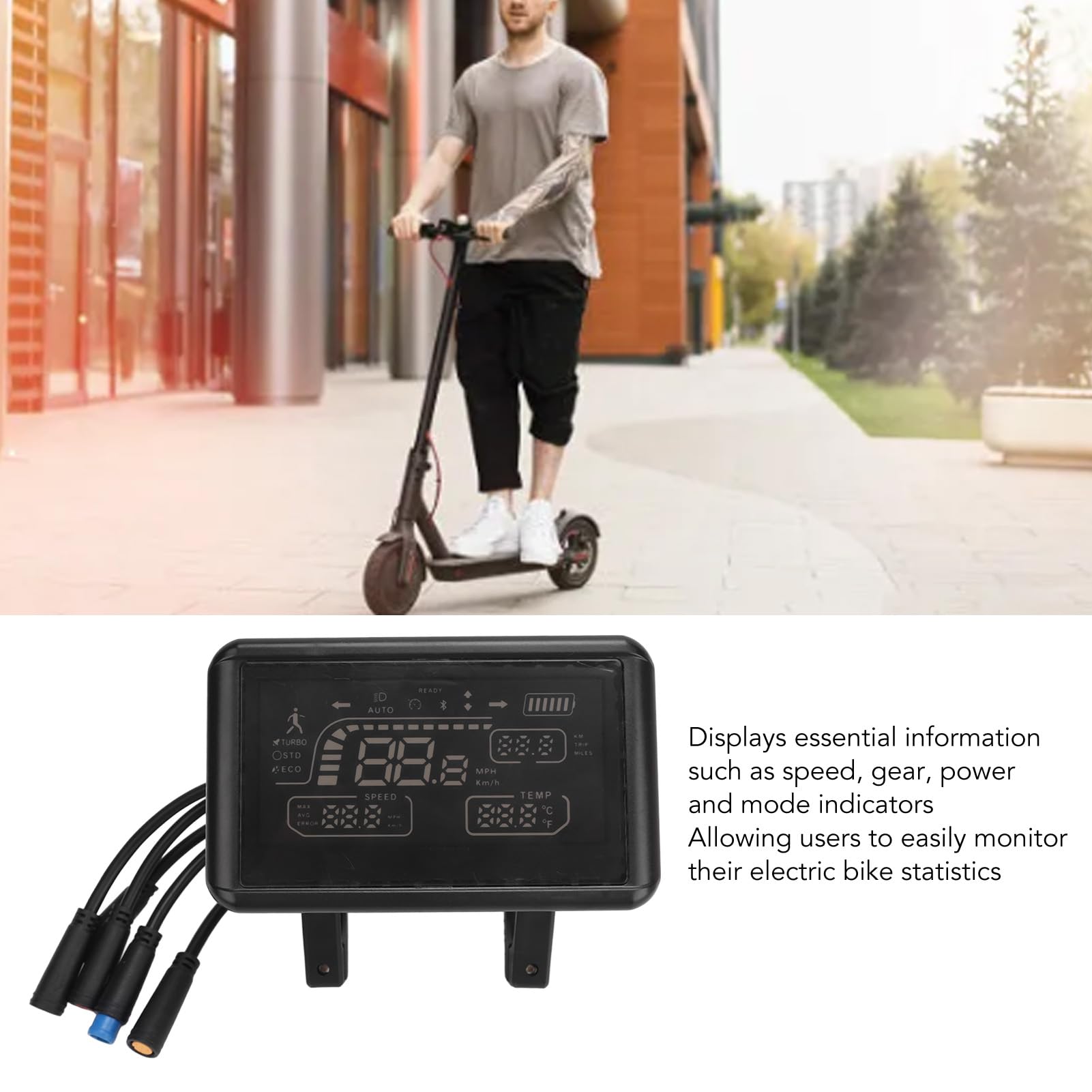 ZAWELIYO Electric Meter with Speed Gear Power Mode Indicator, Speedometer Panel Electric LCD Display Meter Accessories for Adult Bikes