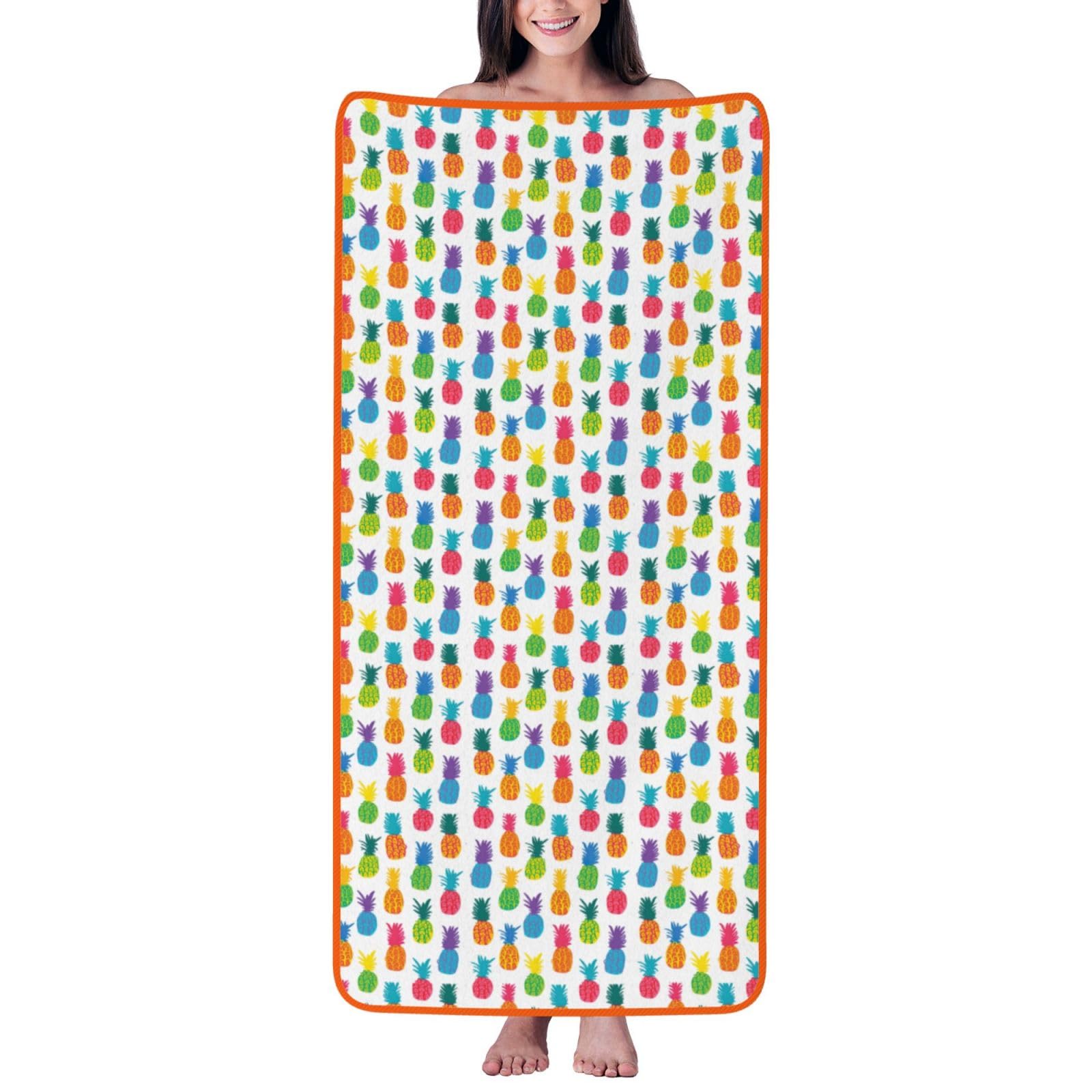 JBJGKHLP Rainbow Pineapple Print Women Men Couples Coral Velvet Bath Towel Ultra-Soft For Home Bathroom Travel