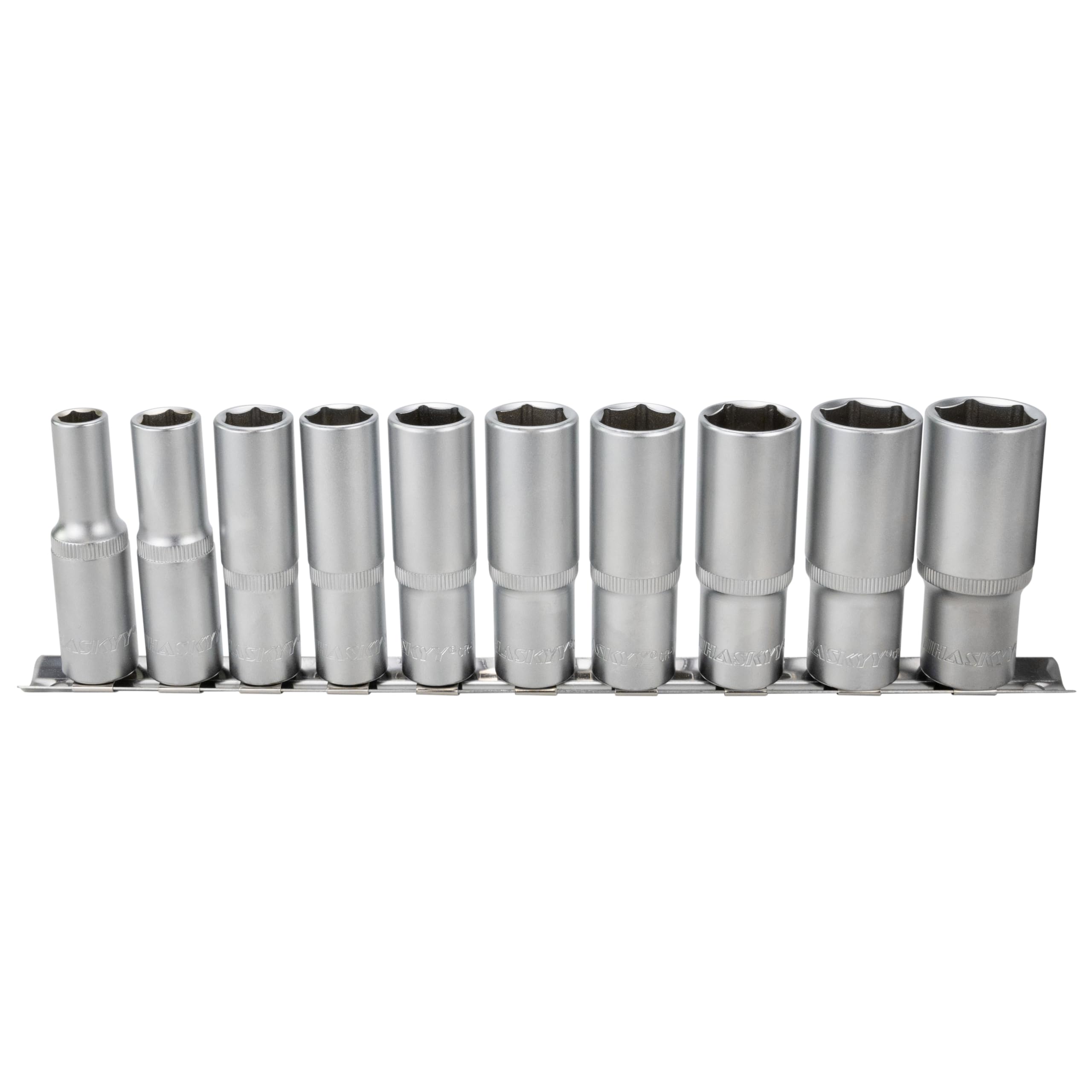 HASKYY Ensemble de douilles longues, écrous profonds, 1/2", 10 – 24 mm, hexagonales, 76 mm, écrous hexagonaux à 6 pans