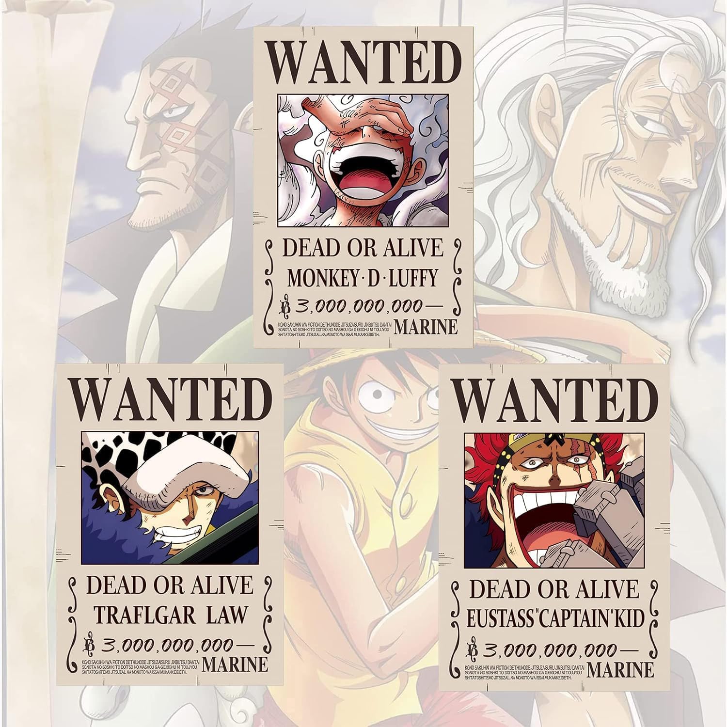 12PCS Anime one piece Poster 7.8X11.2 inch New Bounty Wanted