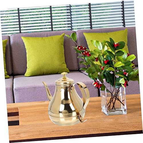 Miniatura 3 de YARNOW Hervidor de té con infusor para tetera de acero inoxidable de hojas sueltas 1. Colador de tetera de café de 2L para estufa, dorado