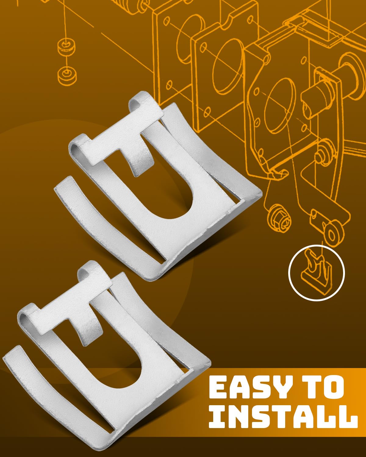 4581512AA Brake Rod Clip for Master Cylinder Push Rod Fit for Dodge Chrysler Jeep Ram Brake Booster Push Rod Pin Retaining Clip, 2Pcs