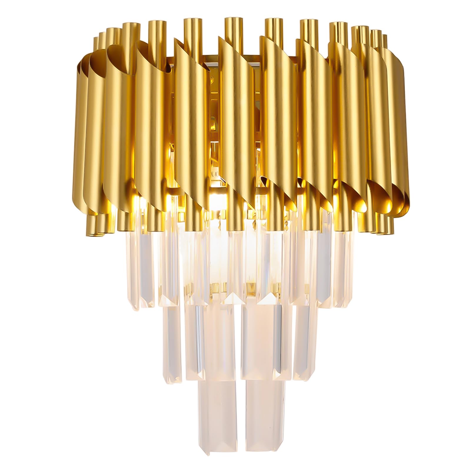 WABON Crystal Wall Sconce for Living Room, Modern Gold Wall Lights Wall Mount Wall Lamp Fixtures for Bathroom Bedroom Vanity Hallway