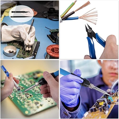 Miniatura 8 de Kit de soldador, temperatura ajustable 13 en 1 60 W, herramienta de soldadura electrónica con interruptor de encendido/apagado, 5 puntas