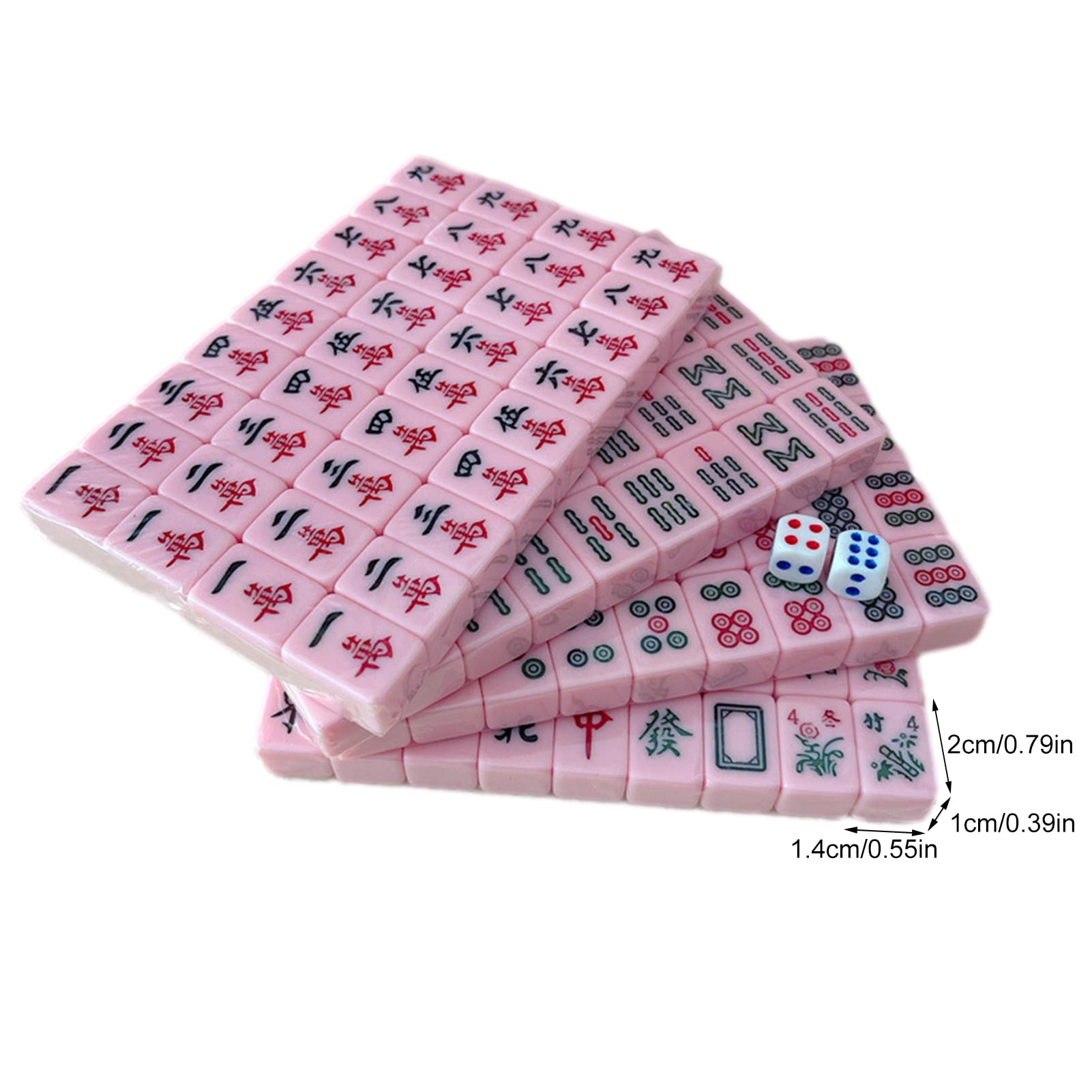 Mini Mahjong Set, Viaggio Piccolo Mahjong, Rosa, 144pcs Piastrelle, Età 12+