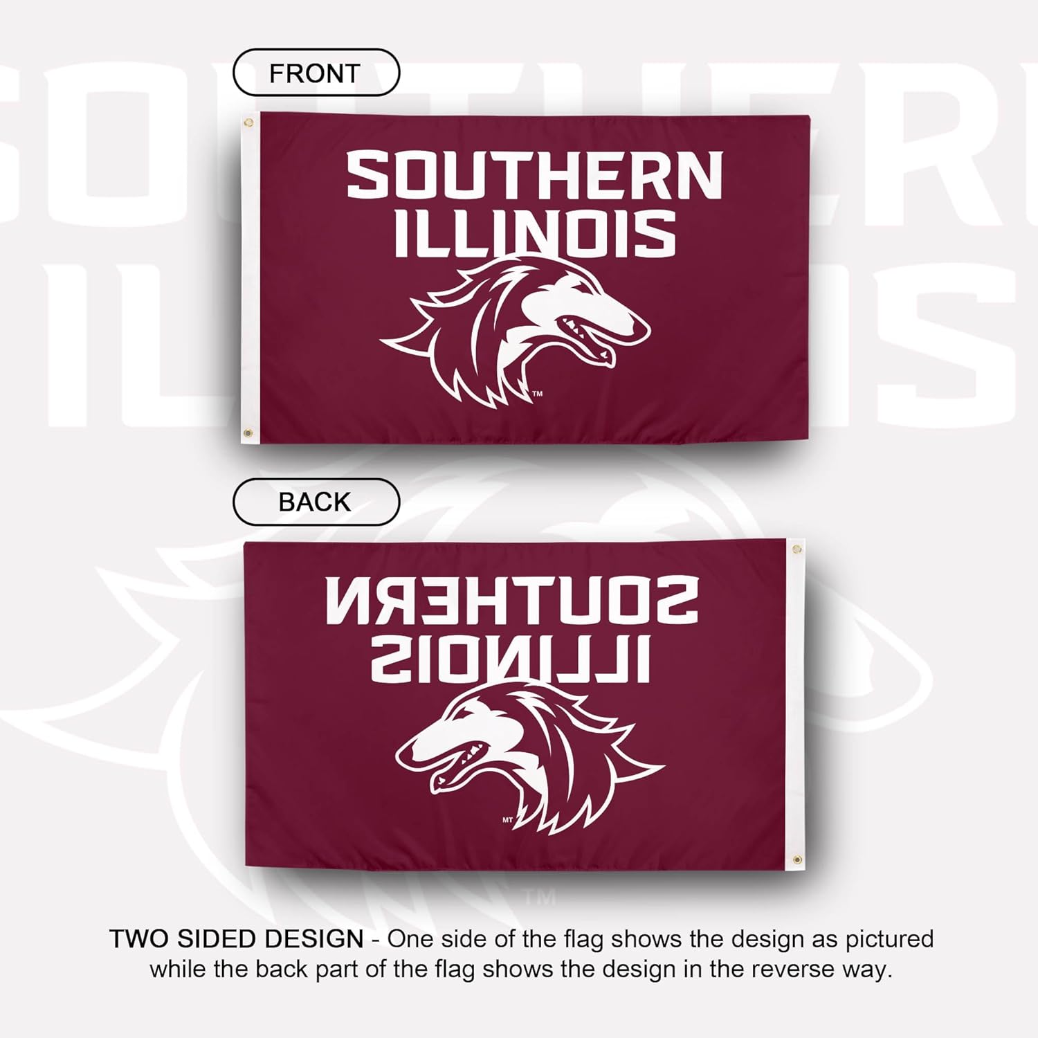 Desert Cactus Southern Illinois University SIU Flag - 3 x 5 Feet Salukis Banner, Indoor/Outdoor Durable Fabric, 100% Polyester Design (Style 2a) - Image 2