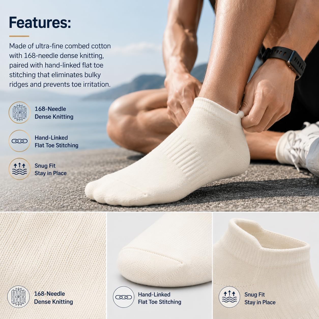 Unisex Crew Socks, 6-Pack, Premium Silk & Wool Blend, Soft Breathable Athletic Socks, Multi-Color Black/White/Gray