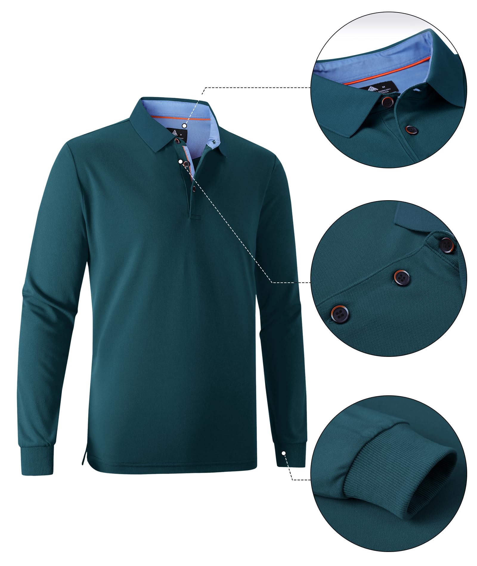 SwissWell Polo a Manica Lunga da Uomo in Tessuto ad Asciugatura Rapida, Magliette Funzionali a Maniche Lunghe Traspiranti per Uomini, Polo da Golf Casual