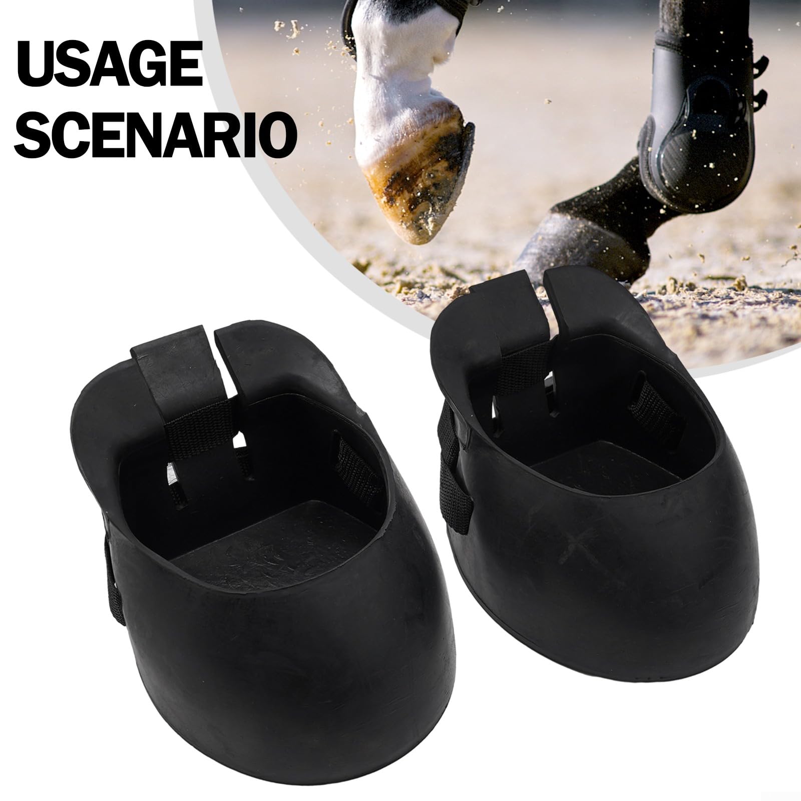 Botas Protectoras para Cascos de Caballo, herraduras de Goma, Protectores Antideslizantes (M)