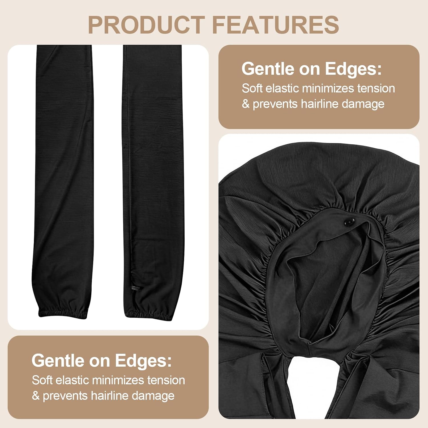 2 Pack Samurai Hair Wrap for Braids, Breathable Sleep Bonnet for Braids 2 in 1 Curly & Long Natural Hair