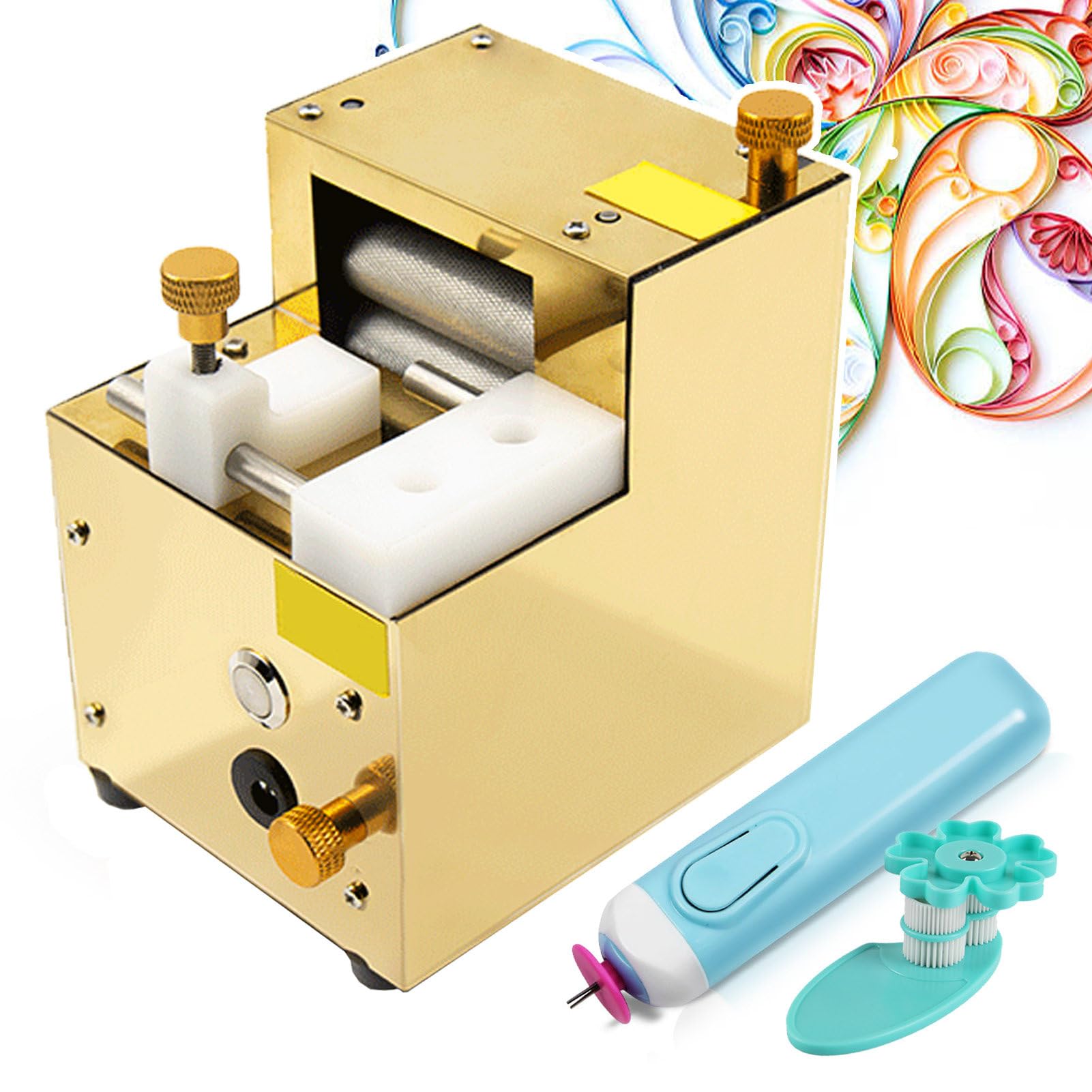 Kit d'outils auxiliaires pour Quilling Papier,avec Coupe-Papier électrique-Plage 5 à 22 mm,Largeur réglable,Stylo Quilling Papier et Outils Quilling à Rouleau de Bricolage,Plugversion