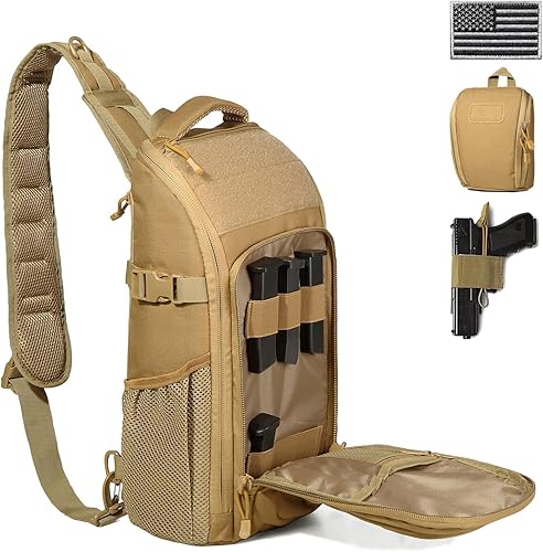 DBTAC - Bolsa táctica grande con bandolera para transporte oculto de pistola, Beige Bronceado, Bolso táctico de la honda