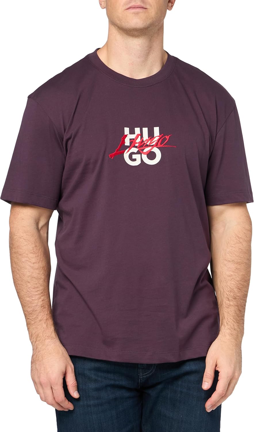 Hugo Mens Script Stack Logo Short Sleeve Tshirt