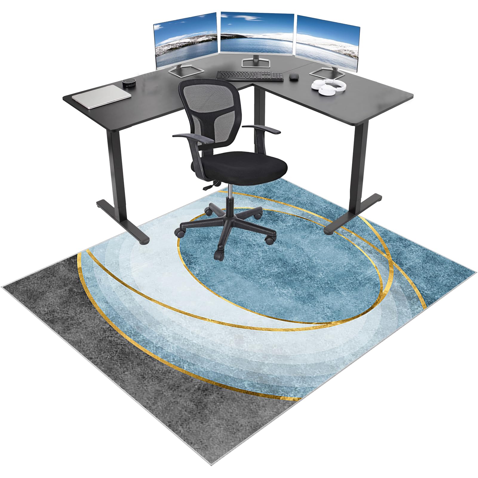 Office Chair Mat for Hardwood Floors, Gaming Computer Chair Mat, Desk Chair Mat for Carpeted Floor 130 x 160 cm, Floor Mat for Office Chair Carpet Protector, Home Office Chair Mat Rug for Laminate