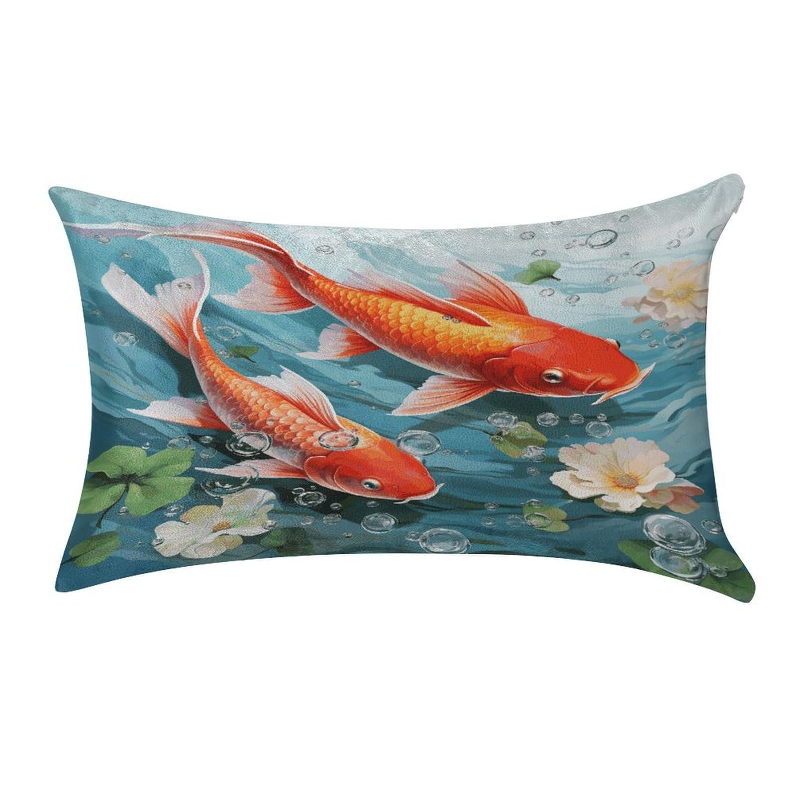 Fekiloot Style Japanese Pretty Red Carp Fish Pillow Covers Home Decor Pillow Cases