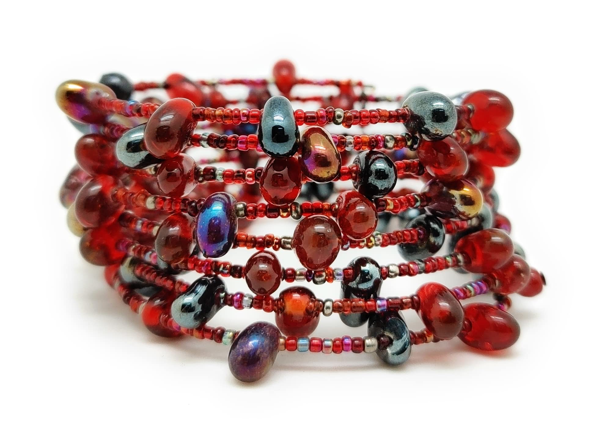 DCA Red and Hematite Glass Bead Coil Bracelet for Women and Girls(1200) (B09WDTZH87) Amazon Price History, Amazon Price Tracker
