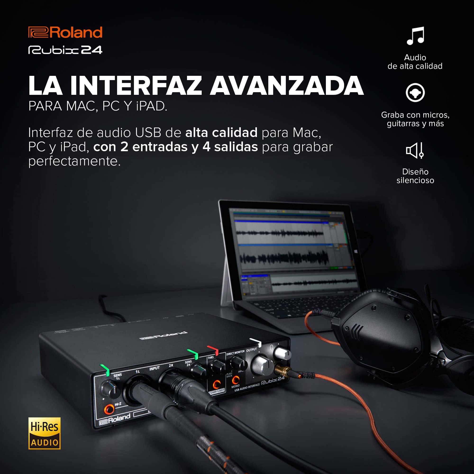 Roland Rubix24 Interfaz de audio USB de 2 entradas y 4 salidas