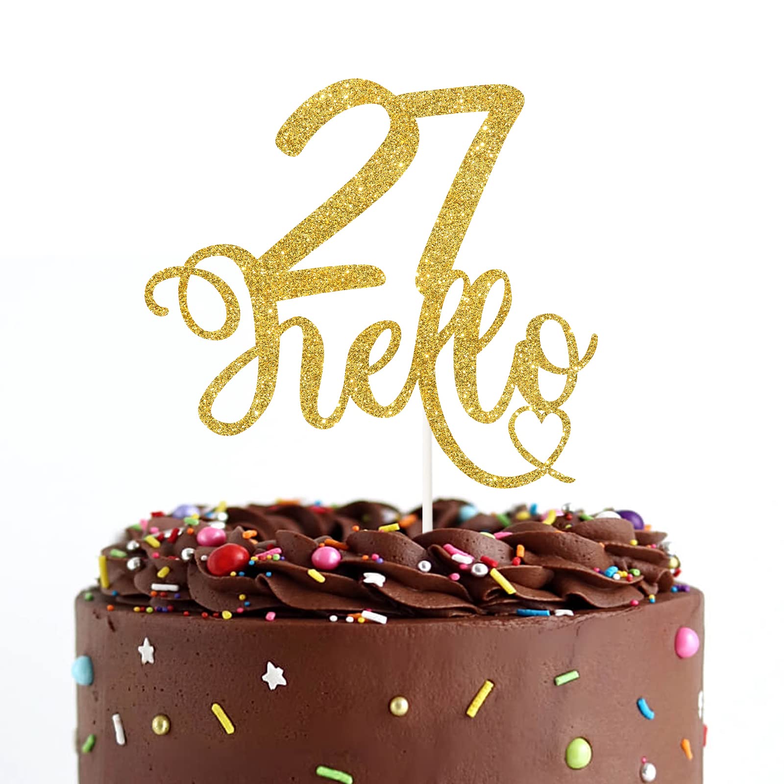 Hello 27 Cake Topper - Happy 27th Birthday Cake Topper,Cheers to 27 Years,27th Birthday Party Cake Decorations