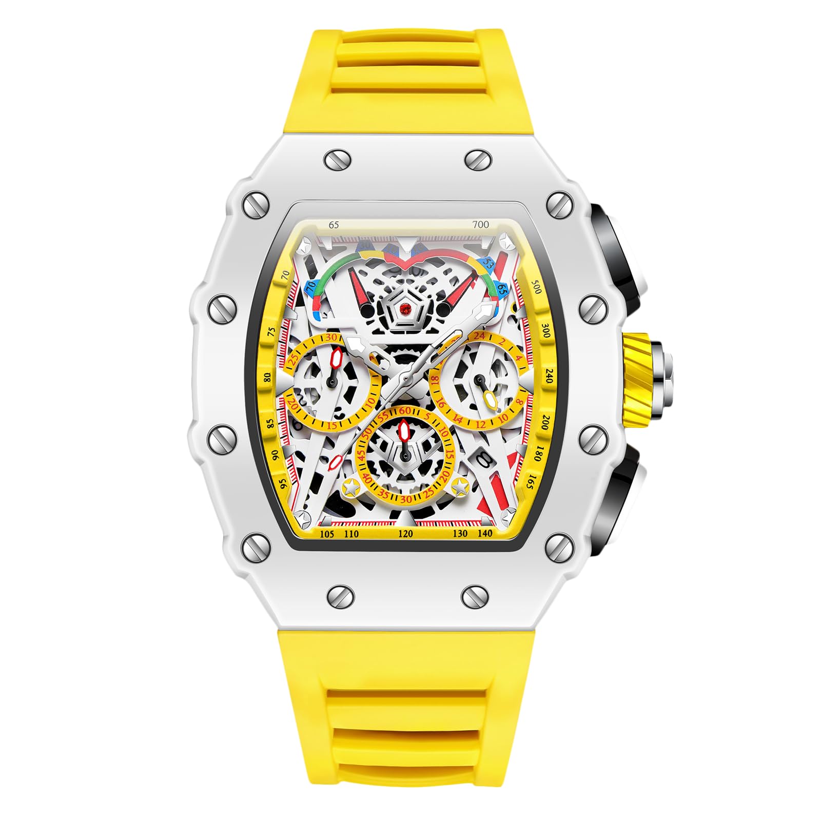 RORIOS Relojes de Pulsera Tonneau para Hombres Reloj Moda Analógico Cuarzo Relojes Deportivo Correa de Silicona Reloj Luminoso Fecha Watches