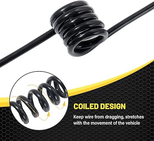 Miniatura 5 de Oyviny Cable de extensión de remolque plano de 4 vías, cable en espiral de 3 pies, adaptador de arnés de cableado macho y hembra de 4 pines, cable