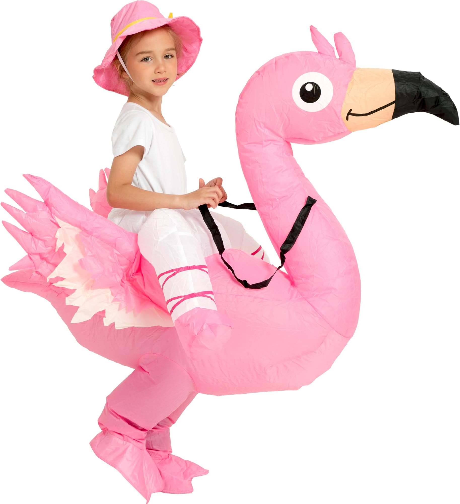 Inflatable Flamingo Costume Riding On Flamingo Air Blow up Funny Fancy Dress Party Halloween Costume for Kids