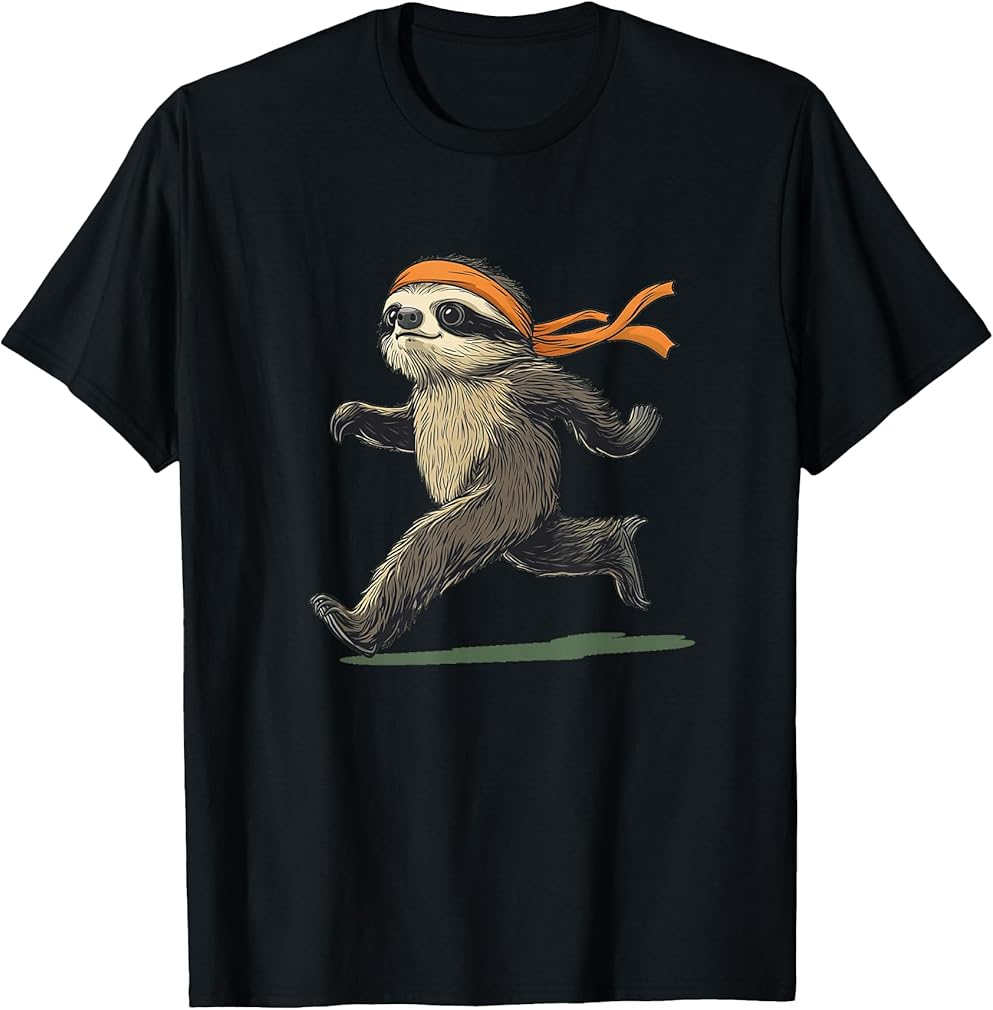 Lazy Jogger Sloth for Slow Runners with Headband Costume T-Shirt