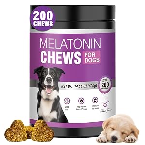 Calming Melatonin for Dogs 200 Pet Chews Calming Treats for Sleep Aid Sleeping Pills Puppy Melatonin Bites Support