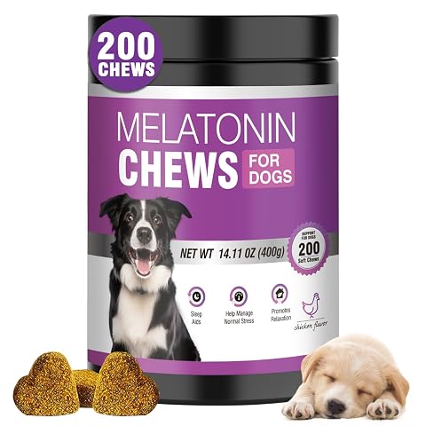 Calming Melatonin for Dogs 200 Pet Chews Calming Treats for Sleep Aid Sleeping Pills Puppy Melatonin Bites Support