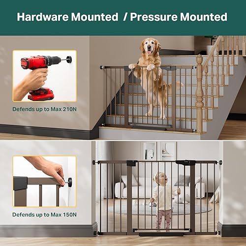 Miniatura 6 de Cumbor Puerta extra ancha para bebés de 29.7 a 51.5 pulgadas para escaleras, puertas para perros montadas a presión para puertas y pasillos, cierre