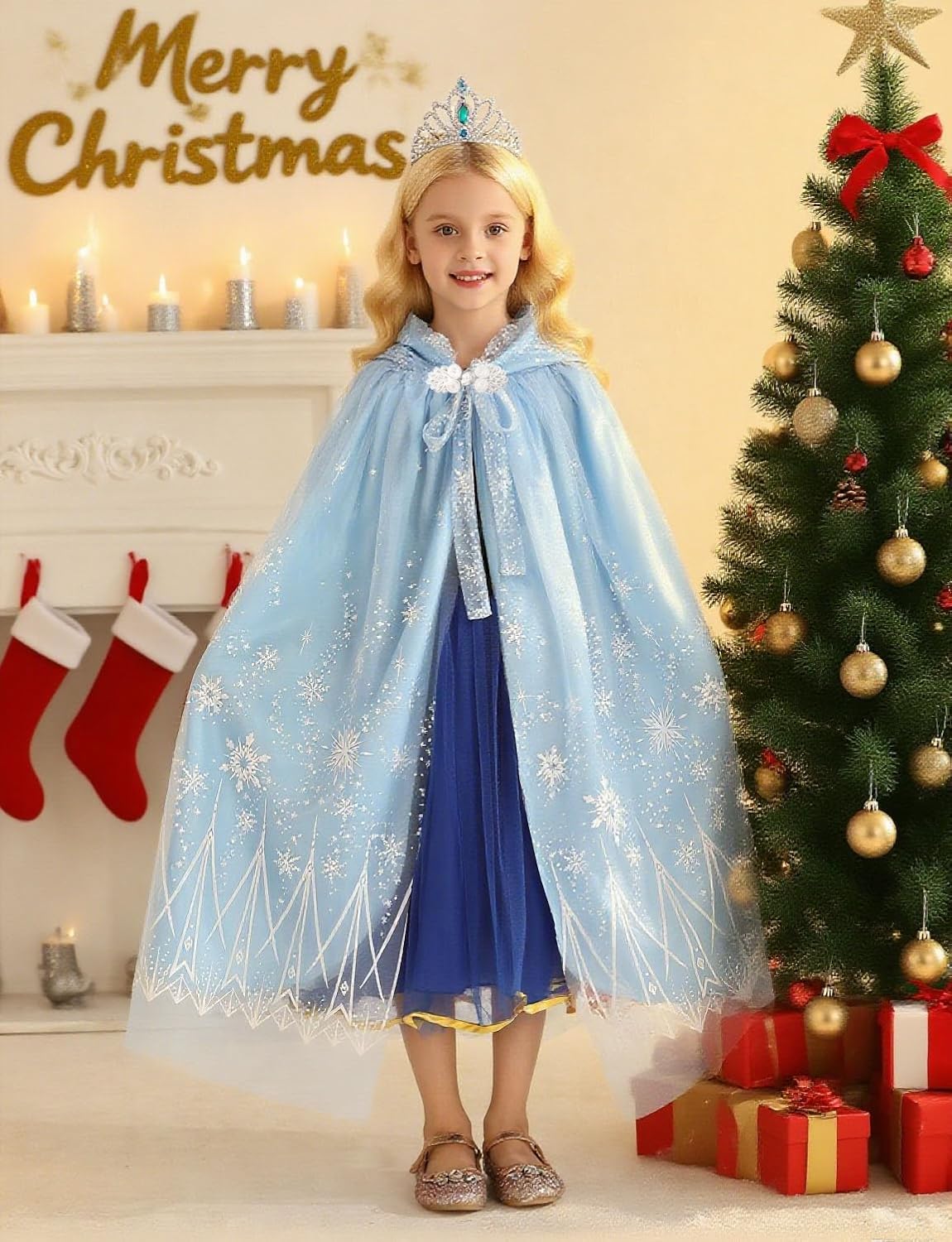 Girls Elsa Cape Kids Play Cloak Costume Girls Queen Princess Cape - Image 5