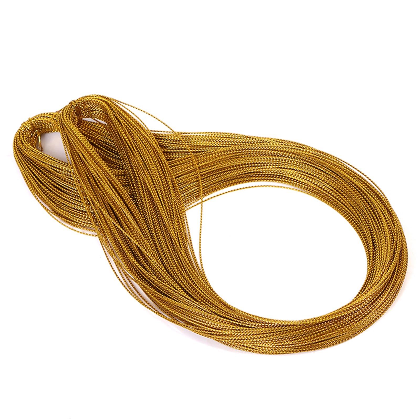 Nylon Cord Thread 18pcs 100m Rope Gold Silver Cord Gift Packaging String Metallic Jewelry Thread for Bracelets Macrame(Gold)