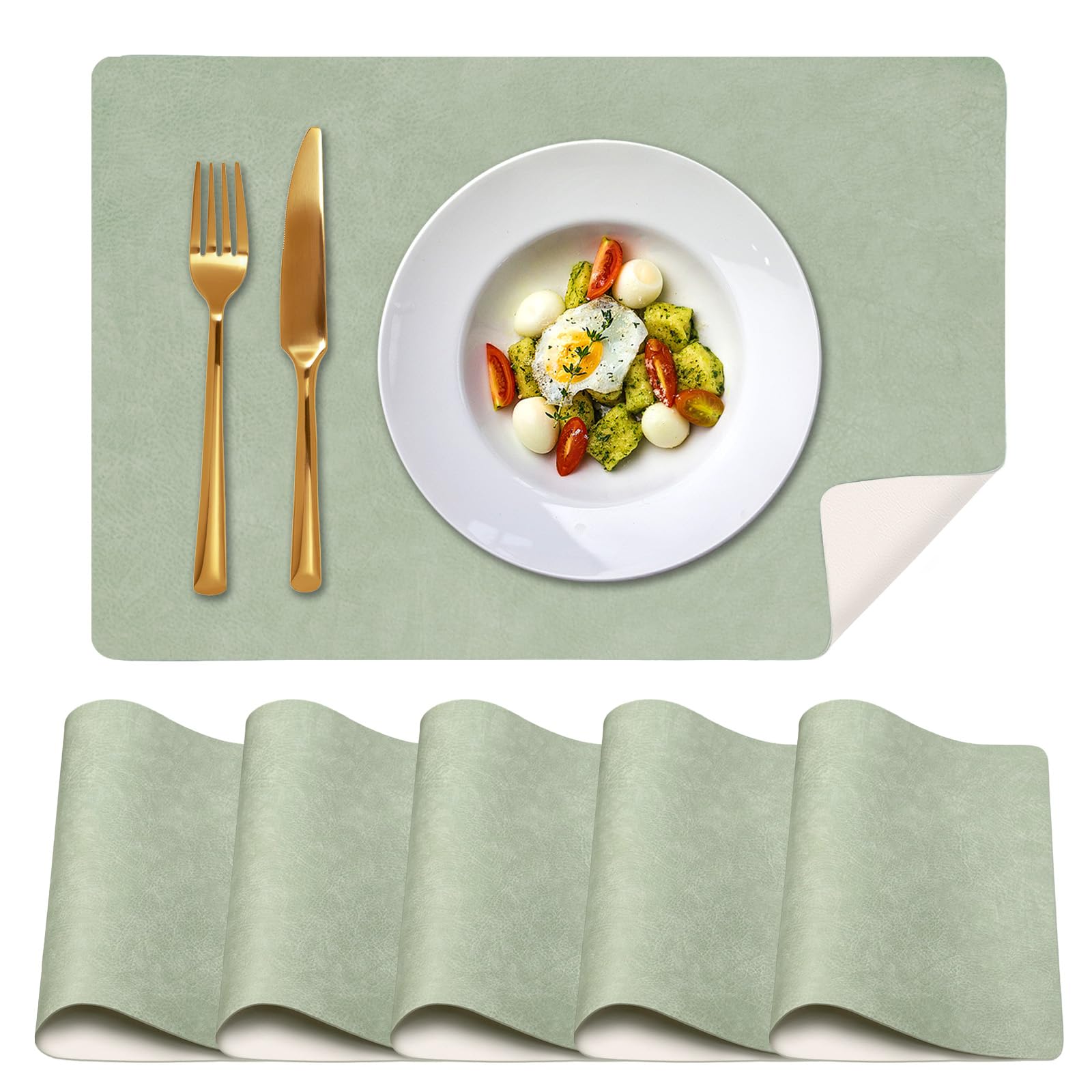 Sets de table anti-tache lavables et dessous de verre bicolores protecteurs lot 6