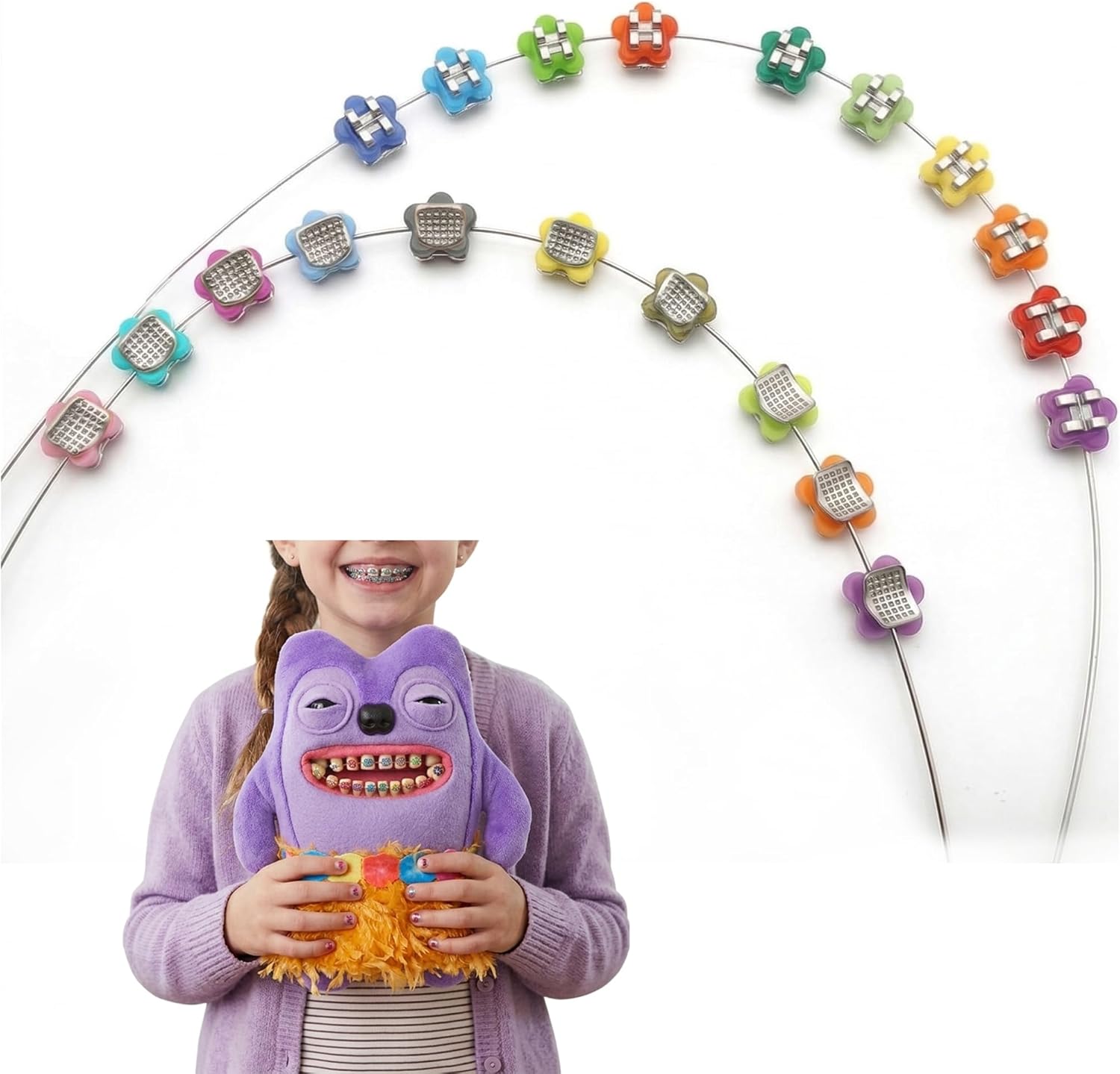 Grillz Accessory for Fuggler – Character Styling Costume Grill for Labubus, Wire-Style Decorative Grills Compatible with Labubu, Decoration Gillz for Zuru Fuggler, 2 Sets (Plum Blossom)