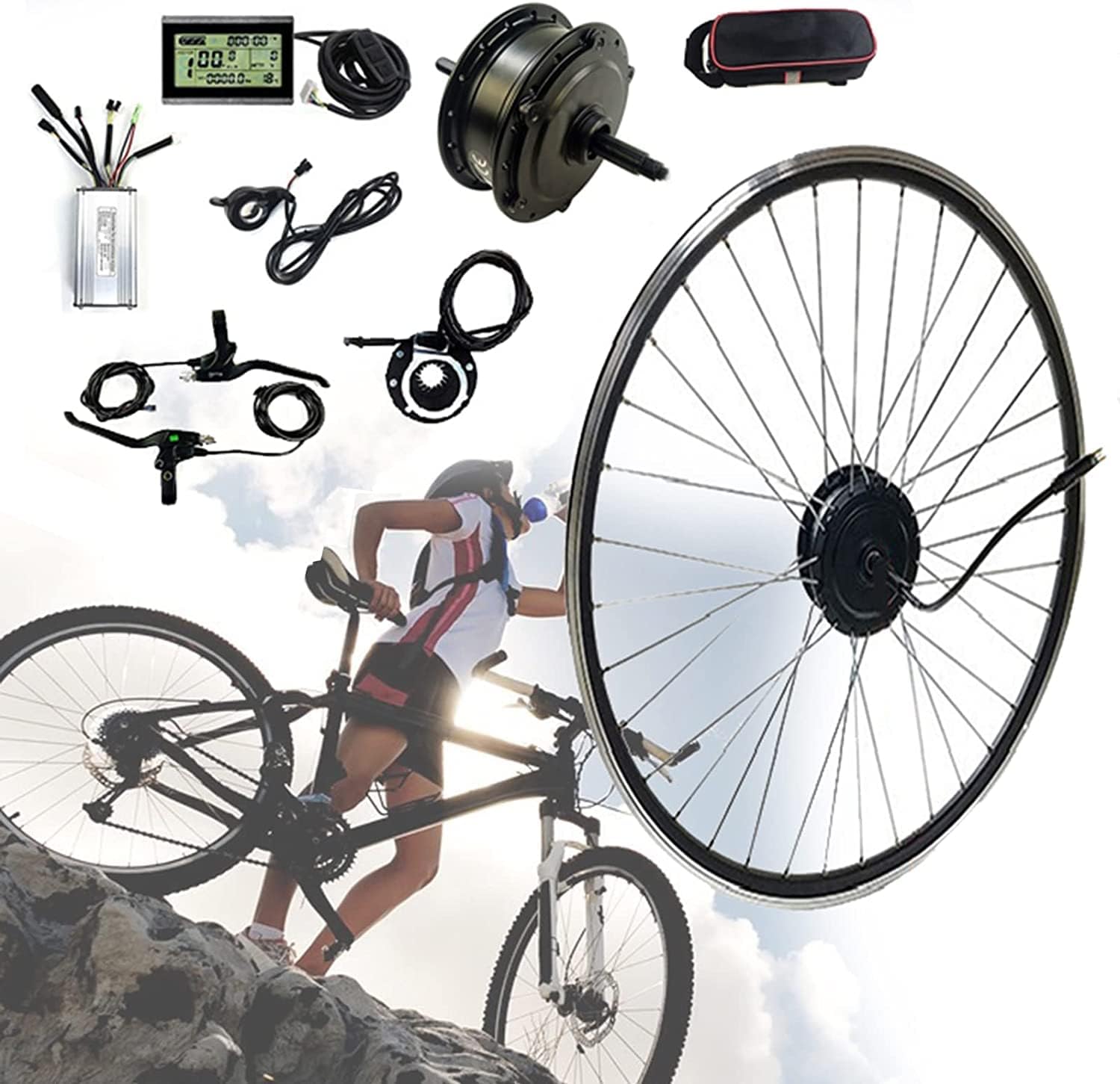 Kit de conversion de vélos électriques 500W, 36V/48V 20"/ 24" / 26"/ 27 ...
