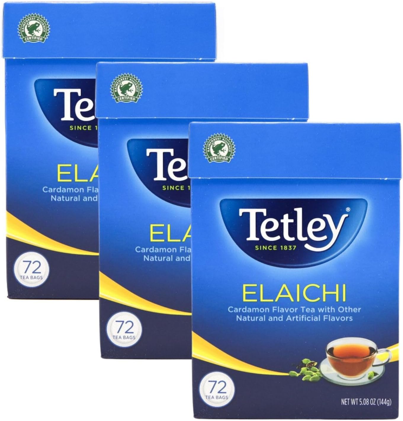 Tetley Tea, Elaichi (Cardamom), 72-Count Tea Bags (Pack of 3)