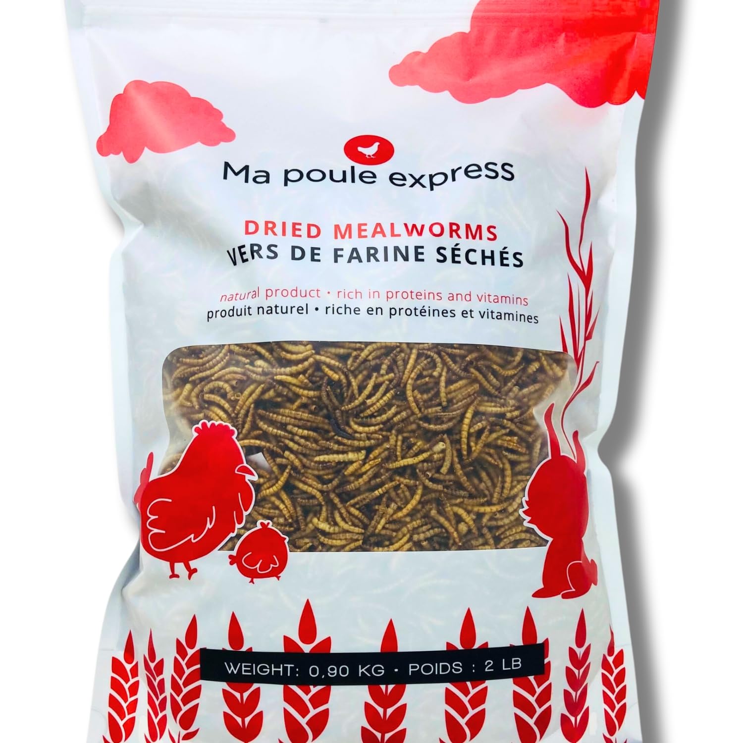 2 lb Natural Dried Mealworms for Chickens, High Protein Treats, Winter Feed Supplement