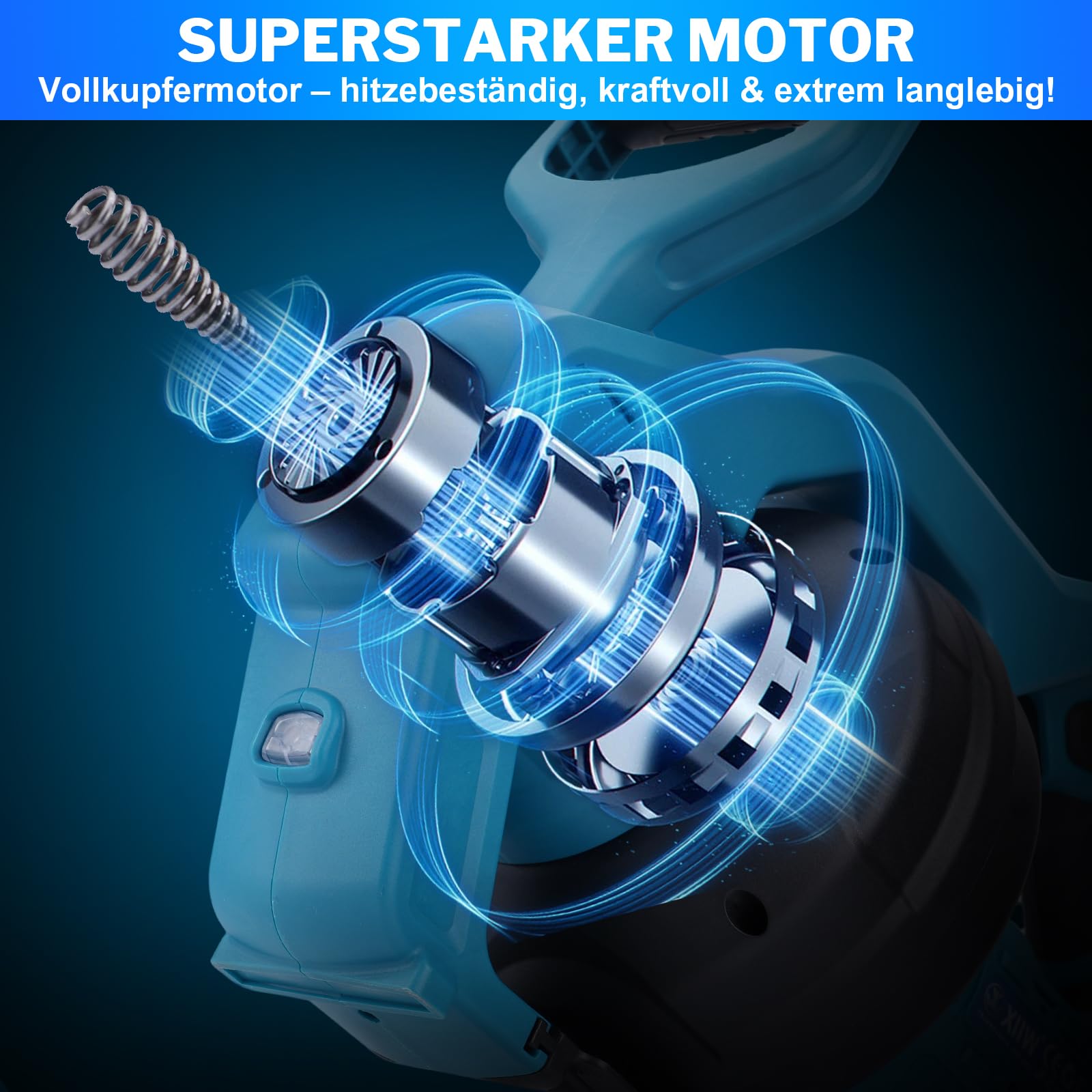 7,6m Akku-Rohrreinigungsspirale mit 2X Akku Elektrisch Rohrreinigungsmaschine, Kompatibel mit Makita 18V Akku, Abflussreiniger f. 19-85mm, Rohrreiniger Abfluss Spirale f. Küche Bad Toilette, 650U/m