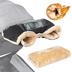 Orzbow Gants de Poussette d'hiver, mitaines imperméables pour le temps froid avec la polaire berbère, Muffs universels antigel facile à attacher à la poussette, parents et soignants, Cozy & Chaleureux, noir