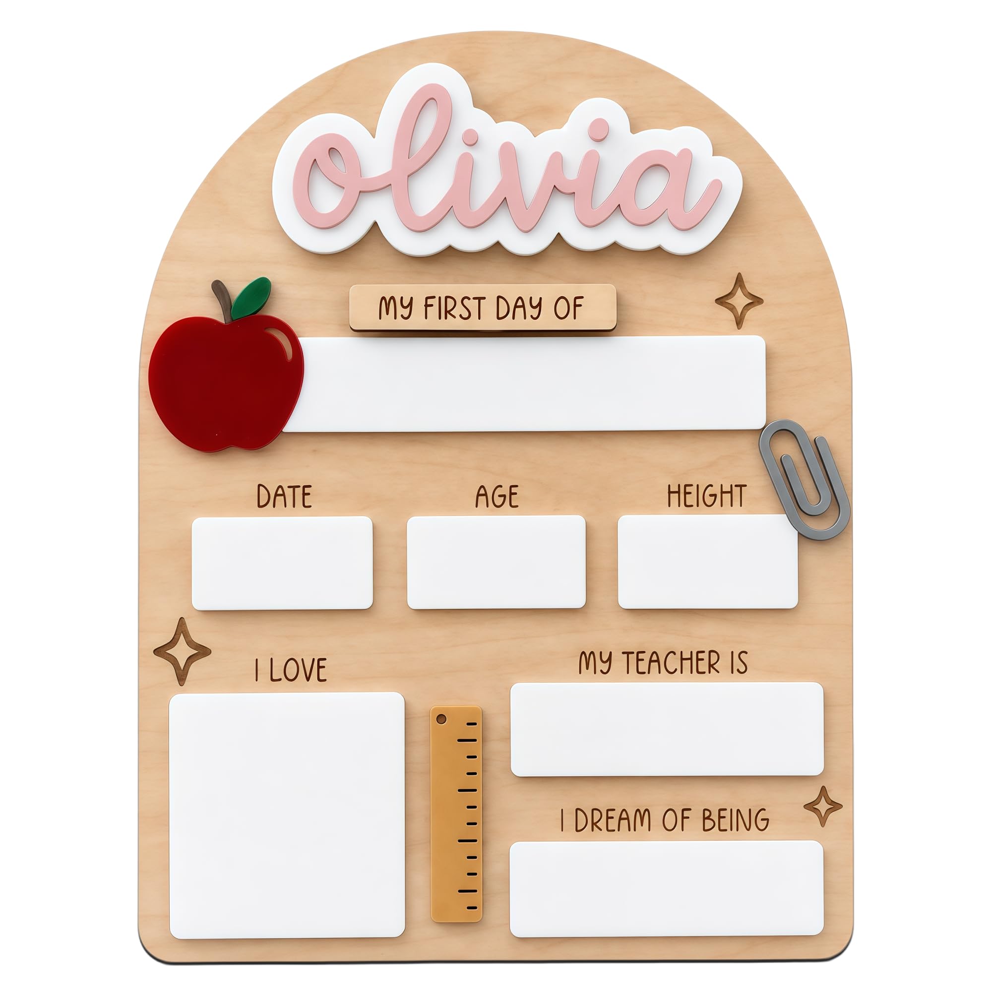Personalised First Day of School Board with Name, Last Day of School Board, Reusable Back to School Chalkboard 1st for Kindergarten Preschool, Wooden Milestone Keepsake Gifts
