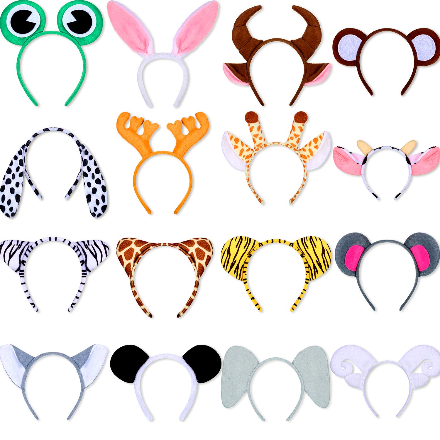 WILLBOND16 Pieces Animal Headbands Jungle Safari Party Favors Wild One Birthday Decorations Photo Booth Props Animal Hair Hoop for Kids Adults Animal Cosplay Birthday Theme Party Supply Stage Performance