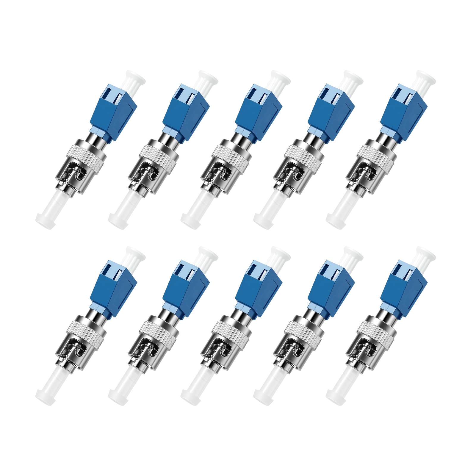 ST to LC/UPC Fiber Optic Adapter, Male-Female, Simplex Singlemode Fiber Optic Coupler, Hybrid Optical Fiber Convertor Adapter, 10Pack
