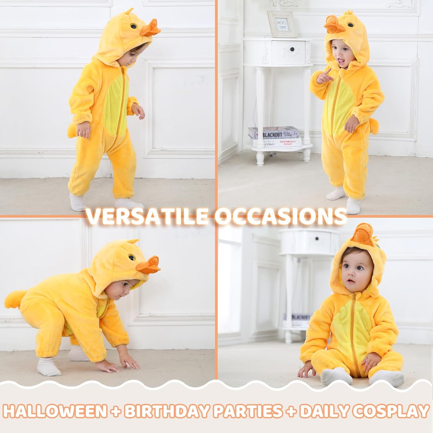 Baby Animal Cosplay Costume Hooded Romper Soft Infant Toddlers Halloween Outfits Winter Autumn Jumpsuit - Image 4