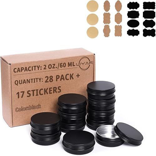 Paquete de 28 latas de aluminio de 2 onzas, frascos para cosméticos, latas de metal, latas de viaje, tarros redondos con tapa de rosca, recipientes