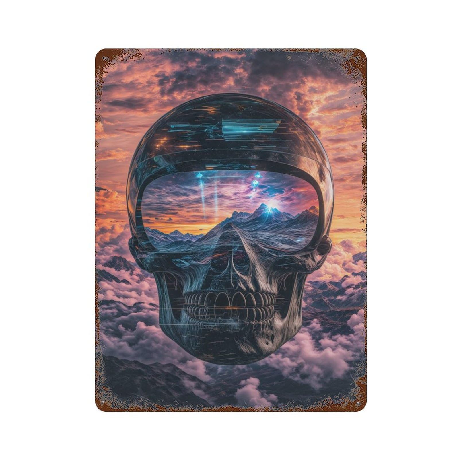 Galactic Reflection Vintage Wall Sign 15.7"x11.8", Rust Effect Metal Decor for Basement, Hobby Room And Garage Decor