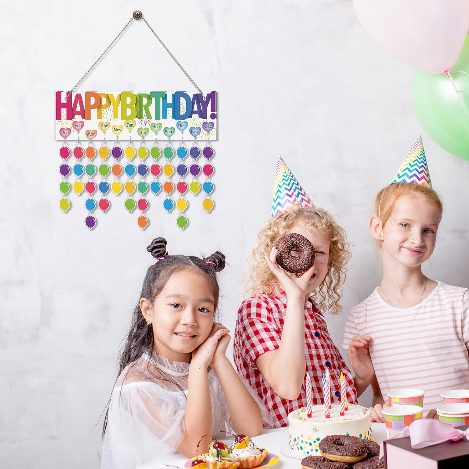 Eersida Birthday Calendar Wall Hanging Family Birthday Plaque with Tags Gifts for Mom Grandma Classroom Reminder Calendar Board with 120 Tags for Mother's Day Home Office(Classic Color)