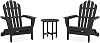 Trex Outdoor Furniture 3-Piece Monterey Bay Folding Adirondack Set in Charcoal Black