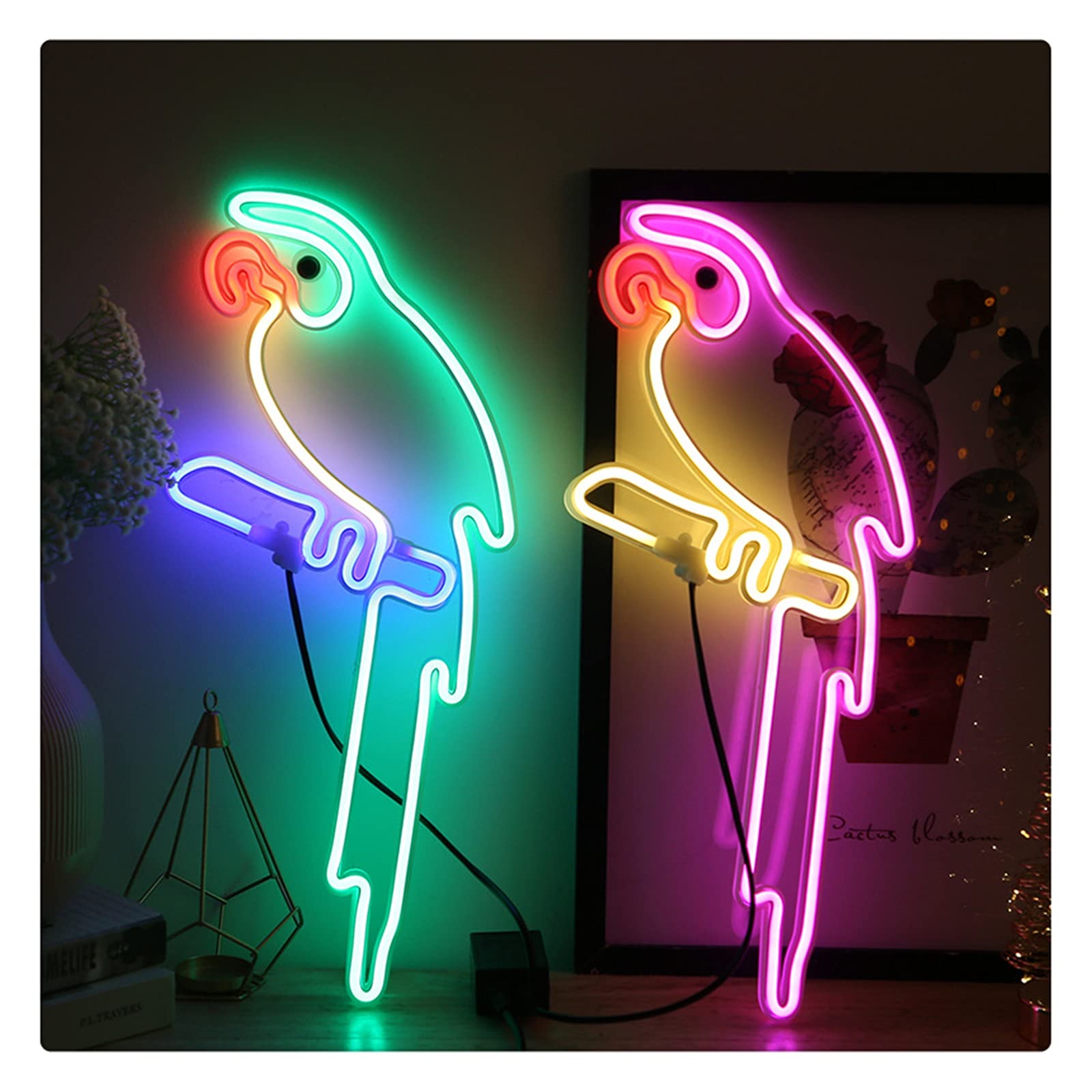 Amazon.co.jp: LEDネオンライトサインオウム鳥ネオンサイン、LEDネオン