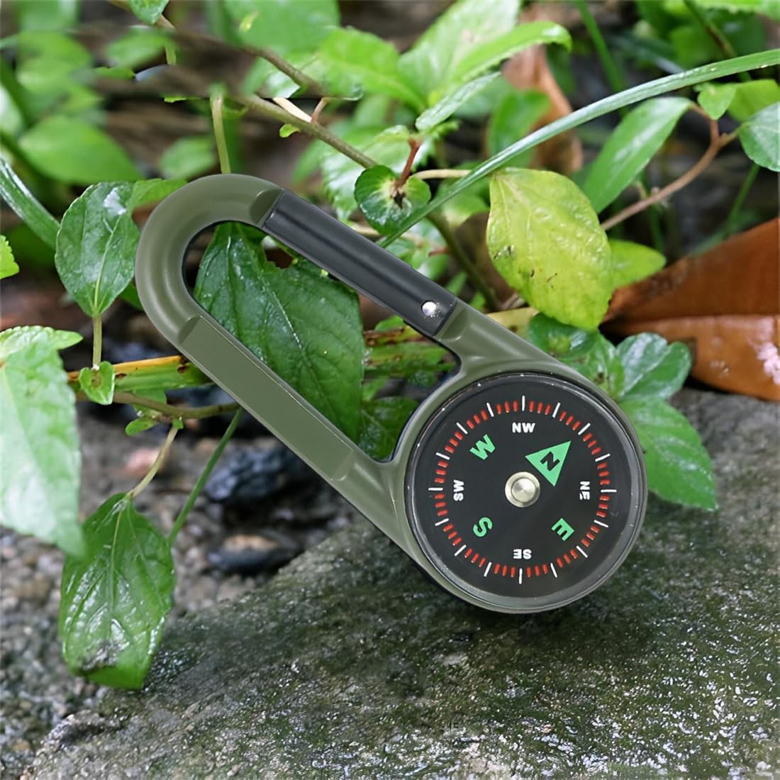 Boussole Thermomètre 3 En 1 Mousqueton Tactique Porte-Clés Pour Camping, Randonnée, Voyage