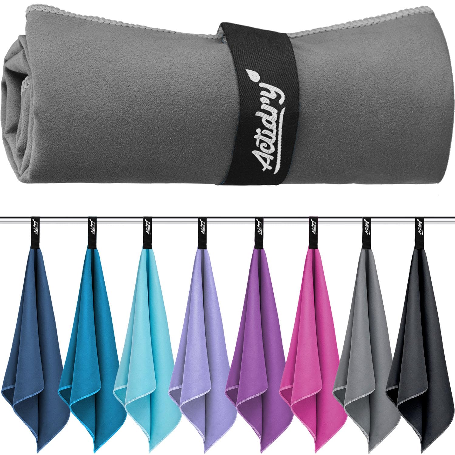 Actidry Giant Microfiber Towel XL (100x200 cm) - Quick Dry Beach Blanket, Oversized Pool & Sauna Towel - Dark Gray